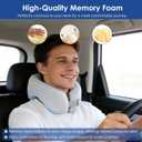 jiaao Memory Foam Neck Pillow for Travel & Airplanes, Adjustable Travel Pillow for Long Flights & Road Trips, Includes Eye Mask, Earplugs & Bag