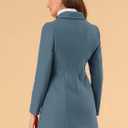 Allegra K Women's Peter Pan Collar Double Breasted Winter Long Trench Pea Coat (XS)
