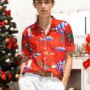 Yoimira Boys Christmas Shirt,Ugly Tropical Hawaiian Shirts for Kids Button Down Vacation Party Short Sleeve 7-14 Years