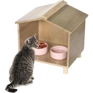BALAPET Outdoor Cat Feeder & Shelter - Waterproof Cat House for Outdoor Feeding Station, Perfect for Feral Cats, Birds, Rabbits, Cats & Dogs