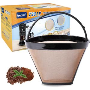KEEPOW Reusable Coffee Filter Replacement 12-Cup, Compatible with Cuisinart Coffee Makers, Gold Tone Coffee Filter Basket 10-12 Cup