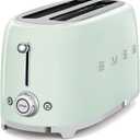 SMEG 4 Slice Toaster TSF02, Long Slot Toaster with Wide Slots for Bagels & Artisan Bread, Retro Stainless Steel, 6 Browning Levels, Defrost Reheat Bagel Functions, 1400W - (Pastel Green)