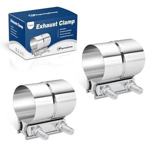 2.0 Inch Exhaust Clamp, Lap Joint Band Clamp 304 Stainless Steel for Pipes,Mufflers,Catalytic Converters - 2 Pack