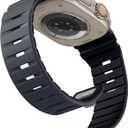 Bandletic Magnetic Watchband Compatible with Apple Watch Bands, Soft Silicone Replacement Strapsc for iWatch 49mm(Ultra 3/2/1),46mm(11/10),45mm(9/8/7),44mm(SE3/SE2/SE/6/5/4),42mm(3/2/1),Charcoal-Black