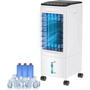 Evaporative Air Cooler, 3-in-1 Portable AC Cooling Fan 3 Modes 3-Speed with Remote, 3 Ice Boxes, No Window Needed Air Conditioners with 6L Tank for 20H Cooling, for Home, Bedroom, Kitchen