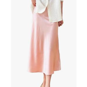 Women's Lightweight Breathable Midi Skirt A-Line Design Casual Wear Light Pink M