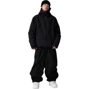 Mens Ski Jacket and Pant Set Womens Snow Jacket Baggy Ski Suit Waterproof Insulated Snowboard Winter Outdoor (Large, Black)