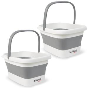 2 Pack Foldable Foot Bath Basin, Collapsible Foot Soak Tub, Multifunction Plastic Basin with Handles,Foot Tub for Soaking Feet,Grey