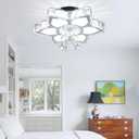 CLAIRDAI 16.1" Crystal Ceiling Light Fixture Modern Crystal Chandelier Flower LED Chandeliers Flush Mount Ceiling Light for Bedroom Dining Room Living Room (6500K Cool White)