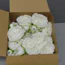 Geosar 8 Bundles Artificial Peonies Flowers Fake Silk Peony Bouquet Faux Peonies Flowers Bulk for Decoration Vase Floral Arrangements Wedding Party Table (White)