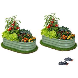 Gartist 2 Pack Raised Garden Bed Kits, 4x2x1FT Green Oval Galvanized Outdoor Planter Beds, Easy Assembly Metal Raised Bed for Vegetables, Flowers & Herbs