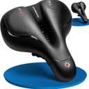 Topcrown Bike Seat, Comfort Wide Bicycle Seat for Men Women, Waterproof Bike Saddle with Dual Shock-Absorbing Balls & Memory Foam Cushion Fit for Mountain, Road, Stationary, Exercise Bike