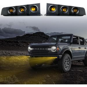 LED Front Bumper Fog Light with Mounts, Modular Bumper Fog Lamps Accessories, Ultra-Bright Amber Light Source Compatible with Ford Bronco 2021 2022 2023 2/4 Door