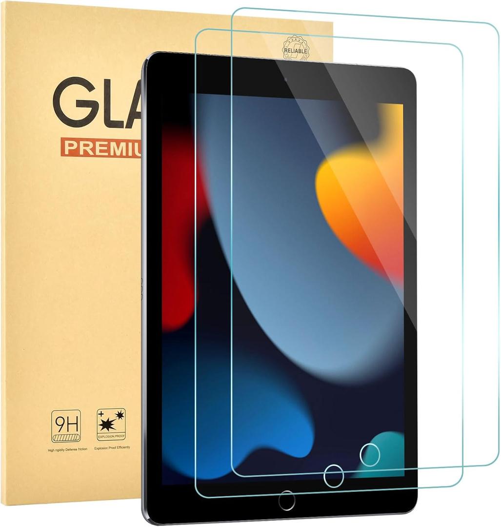 2 Pack Screen Protector for iPad 9th 8th 7th Generation 10.2 Inch,9H Hardness Tempered Glass Film for iPad 9 8 7 [2021/2020/2019],Case Friendly,Touch Sensitive,Anti-ScratchClear (HD)