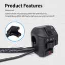 HiSport Black Universal Aluminum 7/8" 22MM Motorcycle Switch Handlebar Motorbike Horn Turn Signal Headlight Control Buttons