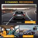 Dash Camera, 3 Channel Dash Cam Front and Rear, Full HD Dash Camera for Cars with 64G SD Card Car Dashboard Camera Recorder with 2'' IPS Screen 170Wide Angle,WDR G-Sensor Parking Mode
