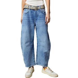 Allimy Womens Jeans Mid Rise Barrel Leg Vintage Jeans for Women Trendy 2025 Denim Pants Non Stretch (6, Navy Blue)