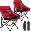 SUNNYFEEL 2 Pack Padded Oversized Camping Chairs for Adults, Heavy Duty Portable Folding Chair with Carry Bag, Side Pockets & Cup Holder, Supports 300 lbs, for Tailgating Hiking Picnic Backyard