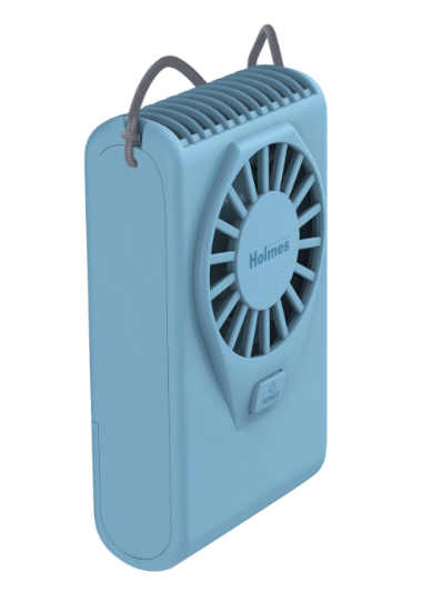 Holmes 4” Necklace Fan – Hands-Free, Battery Powered, Strong Breeze, Compact & Portable, Blue