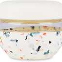 W&P Porter Seal Tight Glass Food Storage Container with Lid, Terrazzo Cream 16oz, Leak & Spill Proof Meal Prep Container, Microwave & Dishwasher Safe, Borosilicate Glass (16 oz)