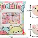 Cute Cat Plush Pillow Throw Pillow, Cat Plushies with 8 Kitten Plush Doll, Removable Stuffed Animals Toys, Kawaii PlushiesToy for Kids Girls Boys Womens Gift for Birthday Holiday, 14 x 18 inches