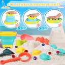 Beach Sand Toys for Kids,Sand toys with 2 Collapsible Beach Bucket,2 Beach Sifter Shovel,Sand Shovel Set,Sand Castle Kit,Sea Animal Molds,Diving Gem Pool Toy,Mesh Bag Travel Toys for Toddler 3-10, Large