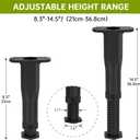 Yuleimy Replacement Bed Slats Support Legs, Adjustable Height 8.3-14.5 Inch Bed Support Leg for Queen King Beds, Non-Scratch Plastic Legs, 4 Pack