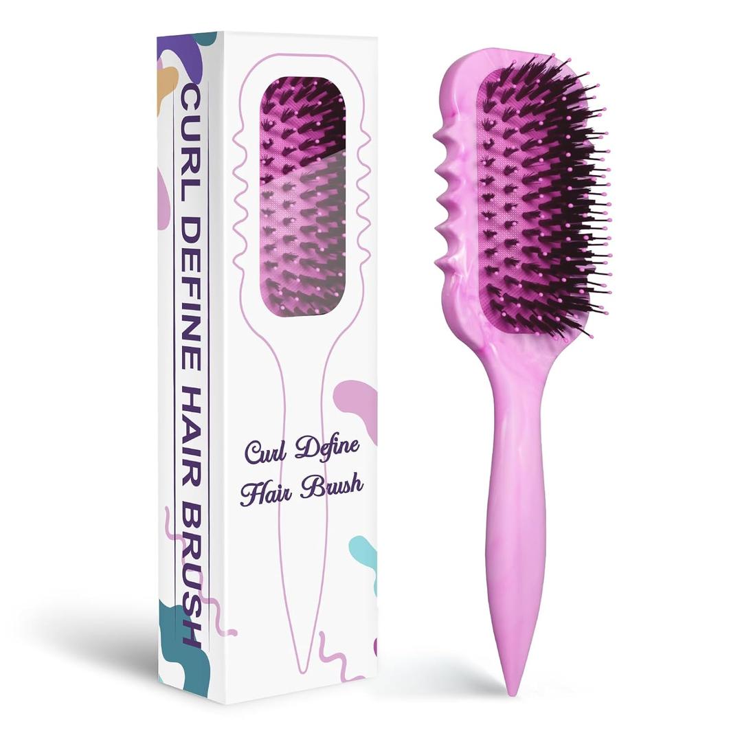 Curl Defining Brush  Curly Hair Brush for Wet or Dry Use  Detangles Knots, Reduces Frizz  Styling Tool for All Hair Types, Unisex (Watercolor pink)
