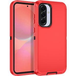 for Samsung Galaxy A37 5G Case Heavy Duty Protective Shockproof Dropproof 3-Layer Full Body Protection [Without Screen Protector] Tough Rugged Cover for Galaxy A37 5G,Red/Black