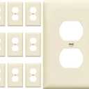 ENERLITES Duplex Receptacle Outlet Wall Plate, Gloss Finish, Midway Size 1-Gang 4.88" x 3.11", Unbreakable Polycarbonate Thermoplastic, UL Listed, 8821M-LA-10PCS, Light Almond, 10 Pack