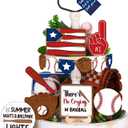 FairySandy 13 Pcs Baseball Tiered Tray Decor Wooden Baseball Table Centerpieces Decor Rustic Wooden Sport Game Sign for Fans Theme Party Supplies