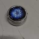 Pill Box,Blue Flower Round Pill Box 3 Compartment Decorative Pocket Purse Portable Mini Travel Medicine Tablet Vitamin Holder Organizer Pill Case