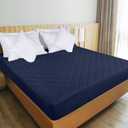 Utopia Bedding Quilted Fitted Mattress Pad, Queen Size, Elastic Fitted Mattress Topper Protector and Cover with Deep Pocket Stretches up to 16 Inches, Machine Washable (Navy)
