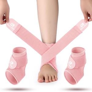 Honoson 2 Pcs Ankle Brace Kid Breathable Neoprene Ankle Support Compression Sleeve Achilles Tendonitis Relief Elastic Foot Brace with Adjustable Wrap for Sprained Plantar Fasciitis(Pink,M)