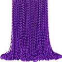 Shaoqinlin 144 PCS Mardi Gras Beads, 33'' 7 mm Metallic Purple Bead Necklaces for Halloween, Carnival, Christmas, Masquerade Parties