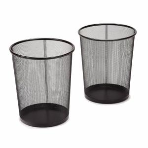 2-Pack 6-Gallon Steel Mesh Trash Can, Recycling Bin, Black Wastebasket