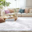 OLANLY 8x12 Machine Washable Large Area Rugs for Living Room, Bedroom, Soft Fluffy Shaggy Bedside Rug, Indoor Floor Carpet for Kids Girls and Boys, Dorms, Nursery, Home Decor Aesthetic, White