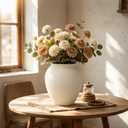 11" Rustic Ceramic Vase for Home Décor, Farmhouse Ribbed Pottery Vase for Pampas Grass & Dried Flowers, Decorative White Flower Vase for Living Room Table Shelf Mantel Centerpiece, Matte Ivory