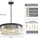 20'' Modern Crystal Chandelier Black Dining Room Light Fixture 8 Light