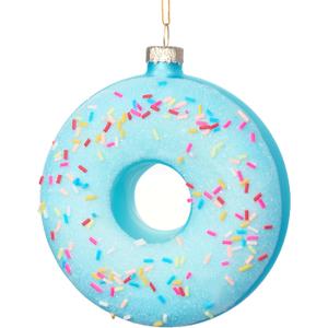 2 x Joiedomi Donut Food Mini Christmas Ornaments Blue, Snacks Blown Glass Small Ornament for Christmas Tree Hanging Outdoor Decorations Indoor, Xmas Blue Candy Party Favors