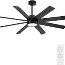 WINGBO 60" Large DC Ceiling Fans with Lights and Remote, 3 Downrods, 8 Plywood Blades, 6-Speeds Reversible DC Motor, 3CCT, Indoor Ceiling Fan for Bedroom Living Room Patio, Black