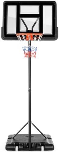 Sweetcrispy Outdoor Portable Basketball Hoop Goal Court System 4.2-10ft Adjustable Height 44 Inch Shatterproof Backboard Fillable Base with 2 Wheels for Kids Youth and Adults in Backyard Driveway