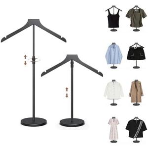 2 Pack Shirt Display Stand, 18-34 Inch Height Adjustable Mannequin Torso for Vendors Shop, More Stable Dress Form Mannequin Stand Clothes Rack, T Shirt Display Holder Jacket Coat Hanger, Black