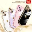 2 x LeYi for iPhone 15 Case: with Tempered Glass Screen Protector [2 Pcs]+ Full Camera Lens Protection,Love Heart Plating Women Cute Luxury Soft TPU Shockproof Case for iPhone 15,White