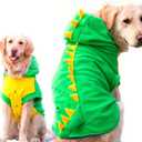 FLAdorepet Funny Halloween Large Dog Dinosaur Costume Outfits, Dog Pajamas Hoodie Winter Warm Pet Clothes Coat for Golden Retriever Pitbull (3XL, Green)