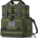 Tactical Lunch Box for Men, Expandable Large Insulated Lunch Bag for Adult, Heavy Duty Double Deck Lunch Cooler Bag with Shoulder Strap, Leakproof Soft Lunch Pail with American Flag - Green (16L)