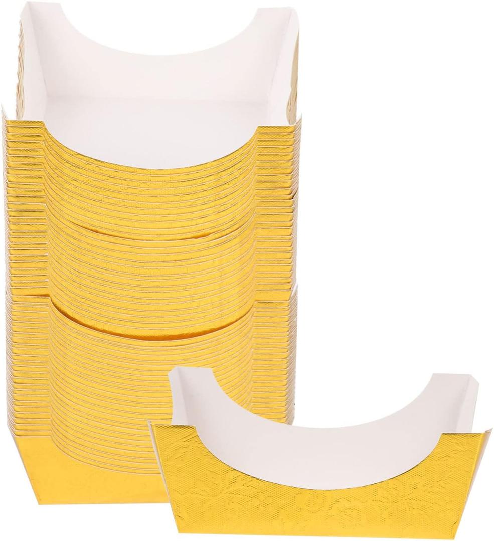 UPKOCH 100pcs Cake Tray with Paper Bowls & Liners - Cupcake & Muffin Cups for Decorative Pastry Tray (Golden)