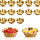 15 Pack 2.7" x 0.7" Stainless Steel Sauce Dish, Mini Round Gold Dipping Bowls, Small Metal Prep Seasoning Condiment Dishes for Individual Meal Appetizer Kitchen Snack Soy Sushi Side (15 pack)