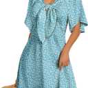 Dokotoo Womens Dresses 2026 Deep V Neck Elegant Bow tie Mini Dress S-XL | Short Sleeve,V Neck,Graduation Party Dress,Elegant,Cocktail,Flowy Beach Vacation Wear,Casual Dress (M)