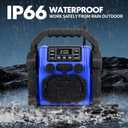Outdoor Radios Waterproof Bluetooth Speaker ，8000mAh Battery ，30W IPX 66, Cell Phone Charging, Portable with LED Lights, Anticollision Fm Clock Radios for Workshop/Outdoor/Camping (Blue)